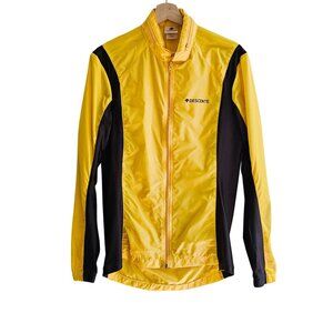 Descente Yellow & Black Cycling Jacket Mens Lightweight, Size Medium Run Small